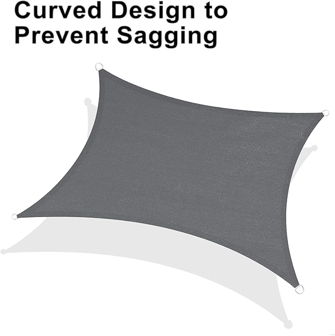 LOVE STORY Custom Size 6'x10' Dark Grey Sun Shade Sail Rectangle UV Block Canopy Patio Sail Sunshades Fabric for Outdoor Garden Carport (We Make Custom Size)