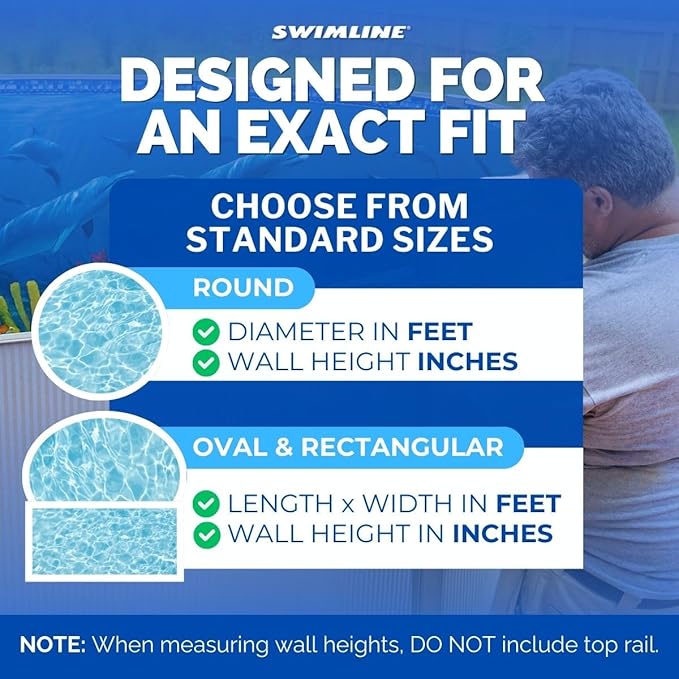 Swimline Overlap Pool Liner for Above Ground Pools, Bedrock, 33 (Round), 48/52 Inch Wall, 25 Gauge