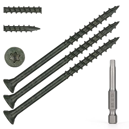Wood Screws #10 x 3’’, T25 Star Torx Drive Flat Head Deck Screws, Green, 67Pcs (1lb)