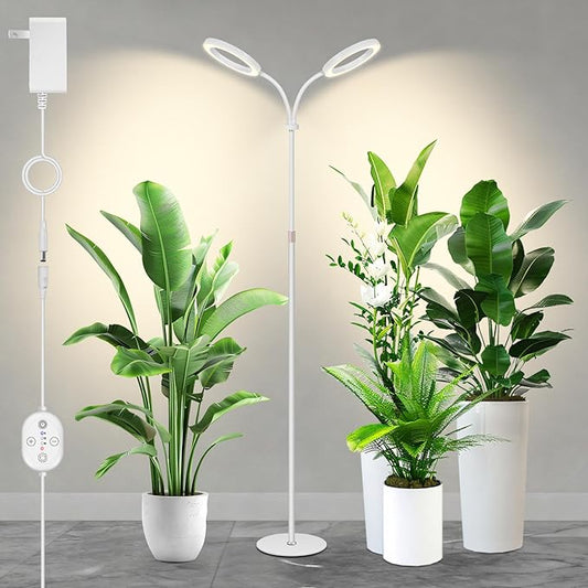 Large Plant Lights for Indoor Growing 24V, 660nm-Enhanced Full Spectrum, LUMILEDS LED Grow Light, 2×6.3in Grow lamp with Timer & Dimming, Adjustable Height 22-70in, 30W, 320μmol/s/m²@6in, K30-W