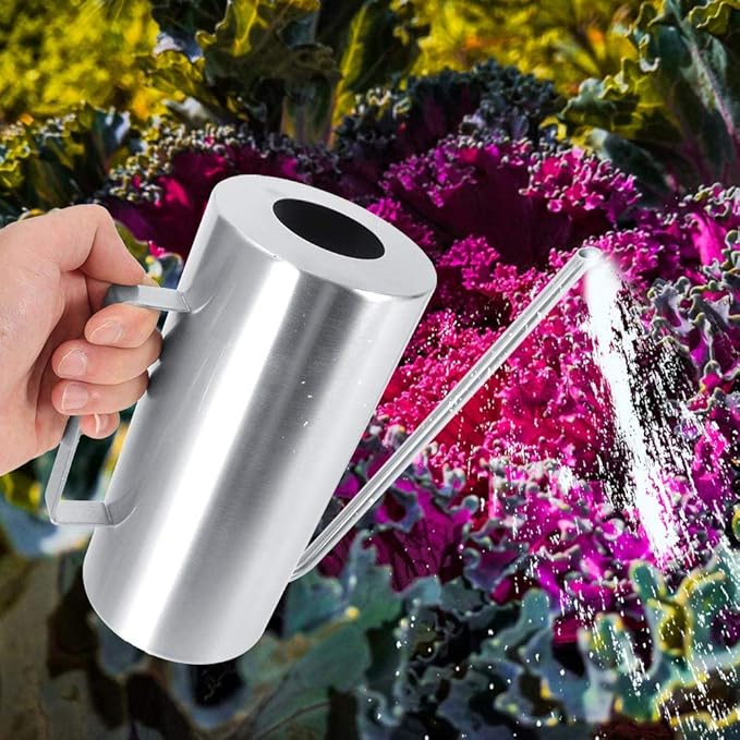Watering Pot, 1.5L High Capacity Stainless Steel Outdoor Watering Pot with Long Service Life for Home Garden