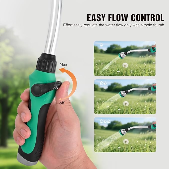 Yesker Watering Wand for Garden Hose, 19 Inch, 8 Spray Patterns, Garden Hose Nozzle with Thumb Flow Control, Ideal for Water Plant, Shrubs and Yard