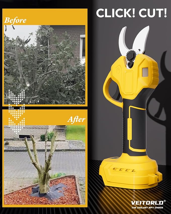 Brushless Electric Pruning Shears for DeWalt 20V Battery, Portable Cordless Branch Cutter Tree Trimmer with LCD Display＆Replaceable Blade, 30mm 1.2'' Cutting Diameter for Gardening Tree (NO BATTERY)