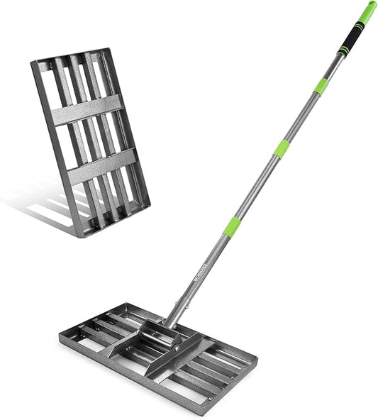 WORKPRO Lawn Leveling Rake, Heavy Duty Leveling Rake with 17” x 10” Ground Plate, Yard Leveling Rakes with 6FT Adjustable Handle, Metal Lawn Leveler for Garden, Backyard, Golf Course, Farm, Pasture