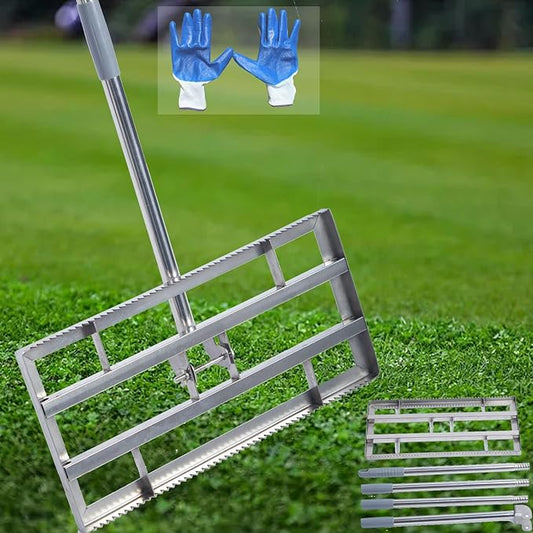 New Updated Lawn Leveling Rake, Lawn Leveler Tool with Double-Sided Design,70'' Adjuatble Stainless Steel Garden Rake, Rustproof Rakes Suitable for Landscaping Golf Course, Sand, Gardens, and Ranch