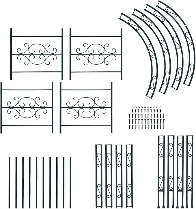 Plow & Hearth Arch Metal Outdoor Garden Arbor | Montebello | 7 Feet Tall | Gun-Metal | Iron Trellis Lattice for Climbing Plants | Wedding | Outdoor Patio Décor