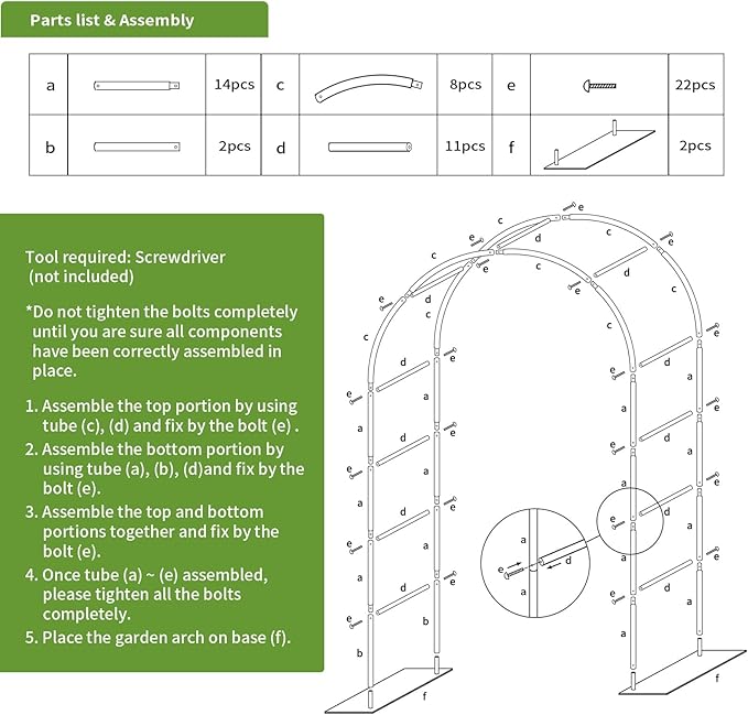 Thickened Metal Garden Arch with Base for Climbing Plants Outdoor, Garden Arbors and Arches, Wedding Arch Frame Archway, Christmas Party Decoration