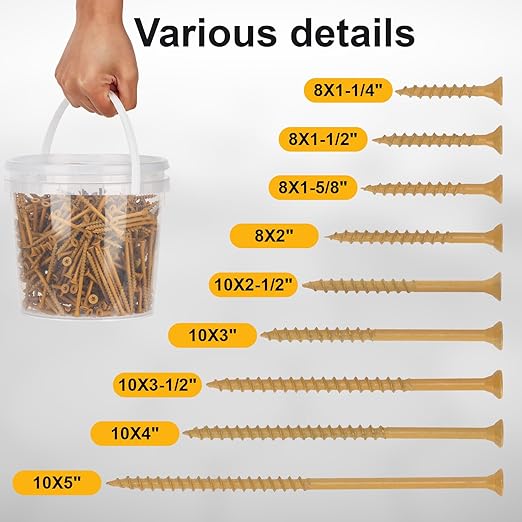 Deck Screws #10 x 2-1/2’’, T25 Star Torx Drive Flat Head Wood Screws, Tan, 5lb