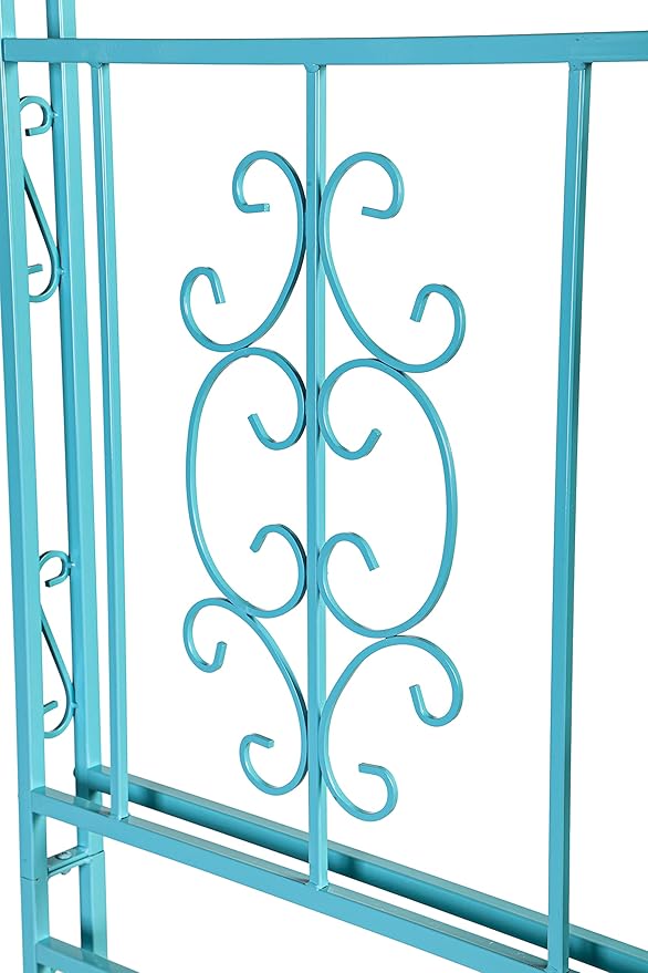 Plow & Hearth Arch Metal Outdoor Garden Arbor, 84 inches Tall, Iron Trellis Lattice for Climbing Plants, Wedding Arch, Outdoor Patio Décor (Blue)