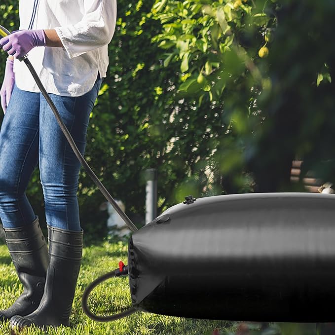 VEVOR Water Storage Bladder, 87 Gallon (330L) Water Storage Container Tank, 1000D PVC Large Capacity Soft Bag Bladder, Collapsible Portable for Garden Irrigation, Camping, RVs, Emergency Use - Black