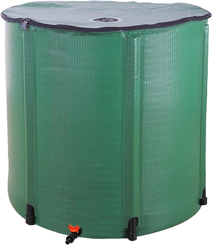 Collapsible Rain Barrel, 200 Gallon Portable Rainwater Collection System, Water Storage Tank, Rain Catcher Barrel with Spigots and Overflow Kit, Rain Water Barrel Collector for Garden, Green