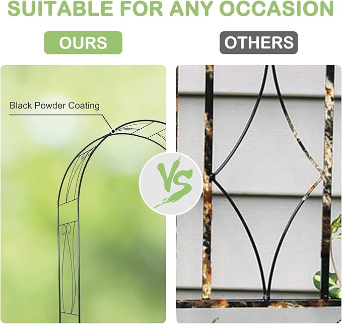 JSUN7 Outdoor Garden Arbor - Decoration Steel Arch Trellis for Climbing Vines and Plants Metal Garden Arbor Garden Trellis for Patio, Lawn, Garden