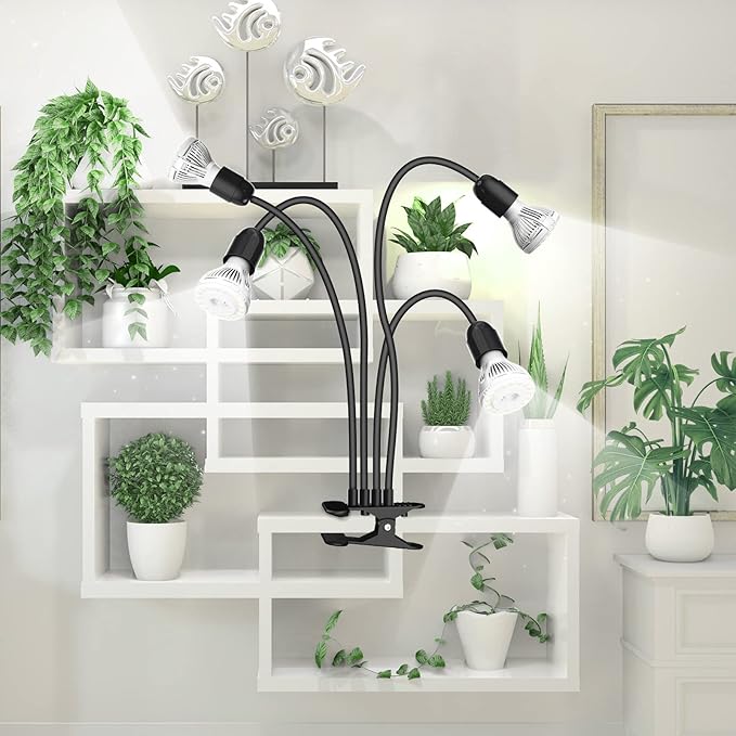 SANSI LED Grow Lights for Indoor Plants, 600W Full Spectrum Gooseneck Clamp Grow Lamp, 40W Power Plant Light with High PPFD for Seeding, Lifetime Free Bulb Replacement Plant Lights for Indoor