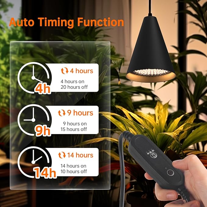 Bstrip 50W Double-Head Hanging Grow Lights for Indoor Plants, 3000K, Black LED Plant Light Bulbs with Timer and 16.4FT Power Cord, Perfect for Tall Plants, Gardens, Flowers, and Greenhouses