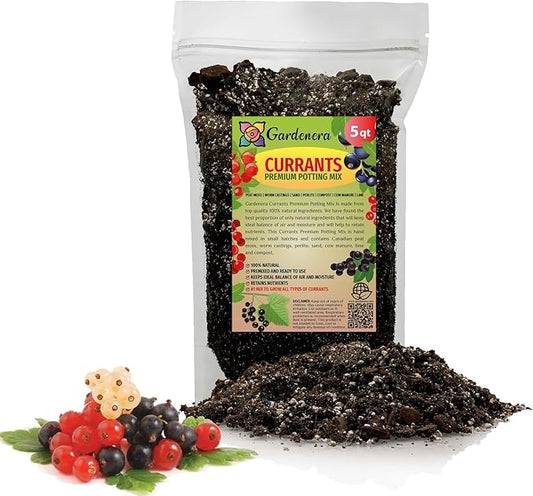 Gardenera Premium Currant Plant Potting Soil Mix - Optimal Nutrient-Rich Blend for Thriving and Juicy Currants - 5 Quart