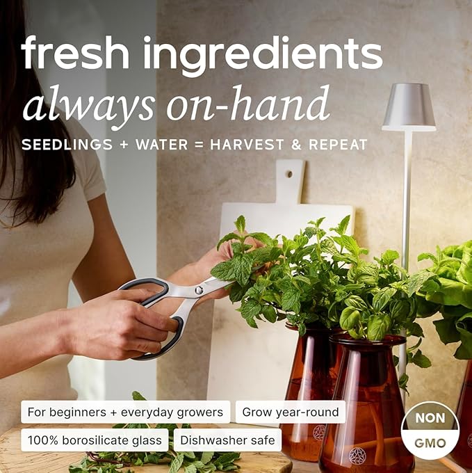 Counterstand Set, Herb Grower Indoor Kit with LED Light - Space-Saving Hydroponics Growing System, Customizable Light Settings, 3 Counterstands - Easy-to-Maintain Indoor Growing Kit