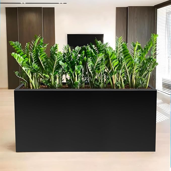 Steel Planter Box 40"x16"x24", Square Metal Planter Box Indoor&Outdoor, Steel Planters Heavy Duty for Commercial and Residential Use, Black