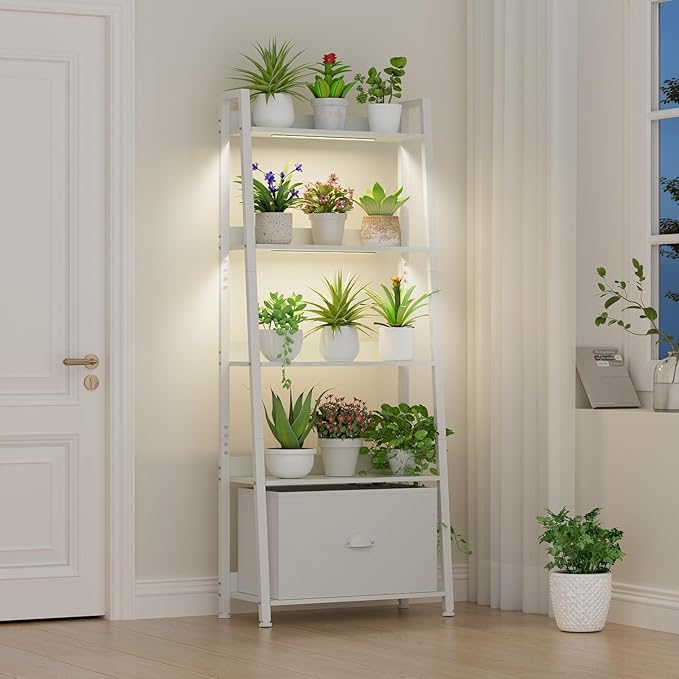 Extra Wide Plant Stand Indoor with Grow Lights, 5 Tiered Heavy Duty Large Plant Shelf, 63" Tall Metal Plant Rack for Multple Plants, Storage Shelves with Steel Frame, Corner Flower Pot Holder for Home