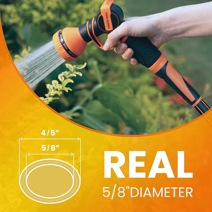 Giraffe Tools Garden Leader Hose 15ft x 5/8", Short Water Hose Heavy Duty, Flexible, Lightweight Hybrid Hose with Swivel Handle, Double Female Fittings, Burst 600 PSI