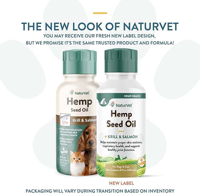 NaturVet Hemp Seed Oil Krill and Salmon, 8 oz. Liquid, Made in The USA