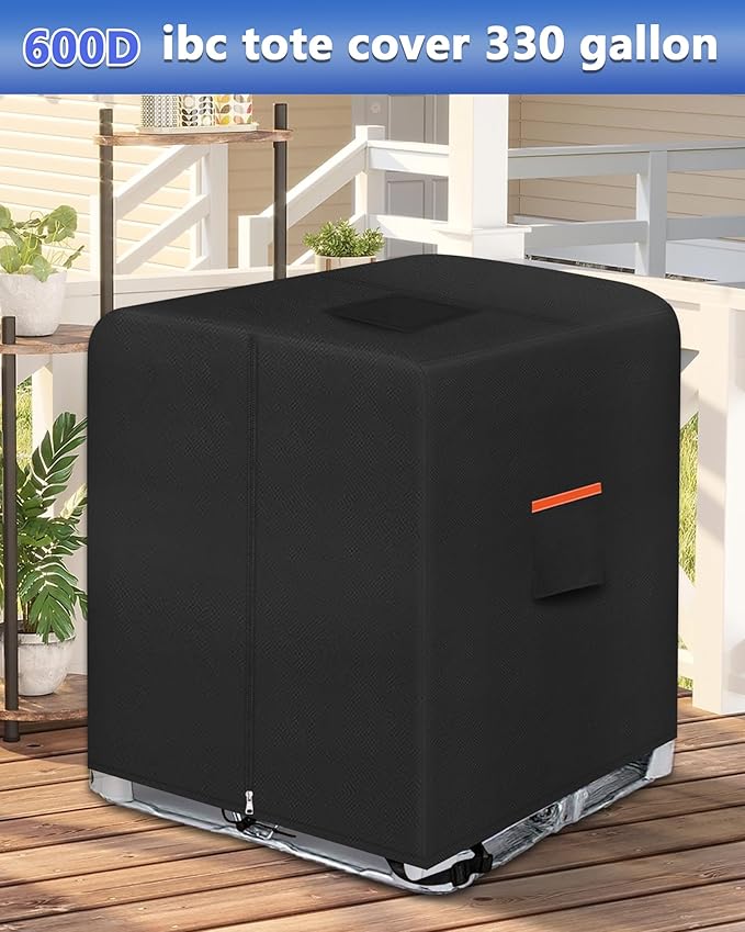 IBC Tote cover 330 gallon water tank protection cover zipper 600D heavy waterproof sunscreen material 1000L outdoor garden water tank cover