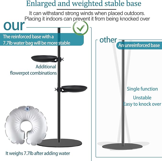 Thickened 74" Shepherd's Hook Stand, Bird Feeder，Floor Hanging Plant Stand，Wind Chime Hanger, Waterproof Metal & Adjustable-Height Standing Pole Holder , Indoor & Outdoor（2 Placement Racks