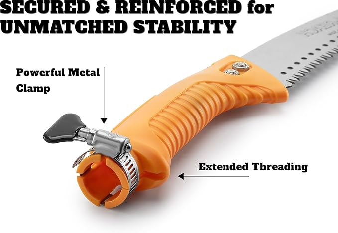 Pruning Manual Hand Saw // Hand Held or with Extension Manual Pole Saw for Tree Trimming // Fits All Extension Poles with Standard US Acme Thread // Tree Limb Hand Saw (Pole Sold Separately)