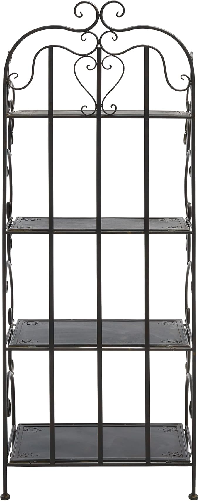 SAFAVIEH Outdoor Collection Tyrique Victorian Black Rust Wrought Iron 4-Tier Shelf Unit