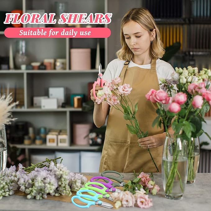 Kigeli 8 Pieces Garden Flower Scissors Floral Shears Garden Pruning Shears with Comfortable Handles for Flower Arrangement Fruit Picking Trimming Household