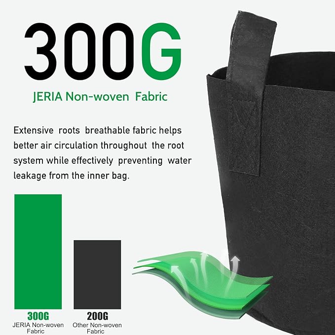 JERIA 24-Pack 3 Gallon Nonwoven Grow Bags, Plant Grow Bags，Heavy Duty Aeration Fabric Pots with Durable Handles, Come with 24 Pcs Plant Labels