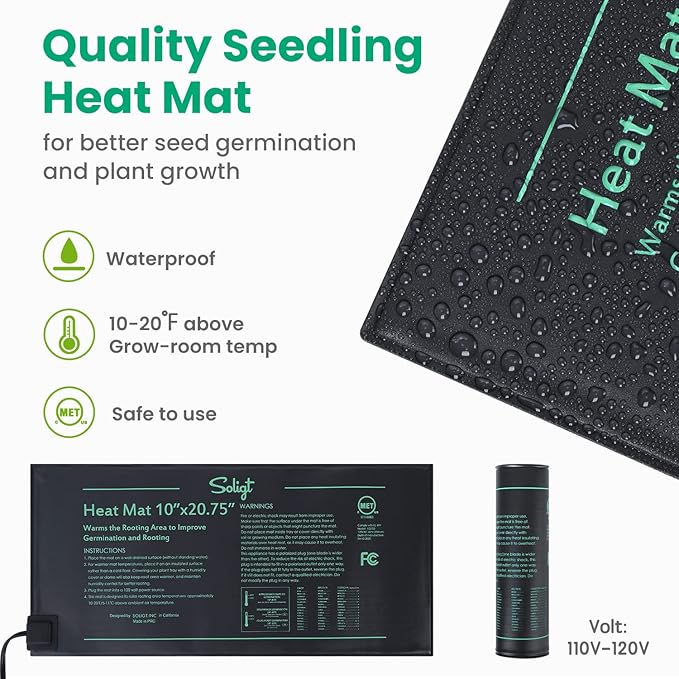 SOLIGT 2 Set 60-Cell Seed Starter Kit - Strong Seed Trays with Humidity Domes, Cell Trays and Seedling Heat Mats - Cloning, Propagation and Germination Station