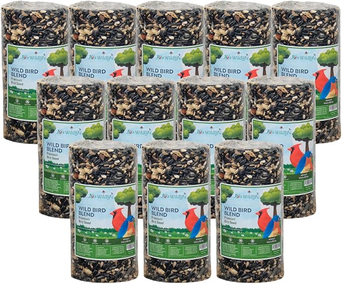 JCs Wildlife Wild Bird Blend Premium Bird Seed Small Cylinder with Hole, 1.5 lb (12 Cylinder)