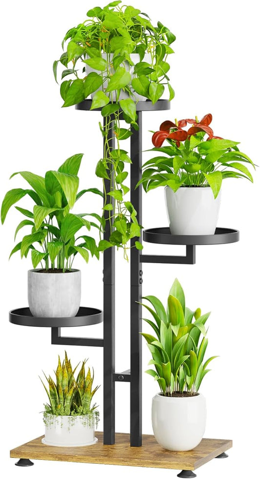 iDavosic.ly 3 Tier Plant Stand Indoor Outdoor, Tiered Corner Multiple Flower Pot Holder Shelf, Metal 28 Inch Tall Display Rack for Patio Porch Living Room Garden Balcony Bedroom, Black