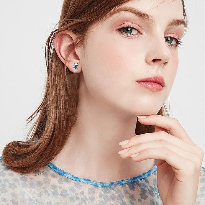 JUSTKIDSTOY Hypoallergenic Earrings Sterling Silver Crystal Cute Animal Studs Earrings for Sensitive Ears Birthday Gifts for Women Girls