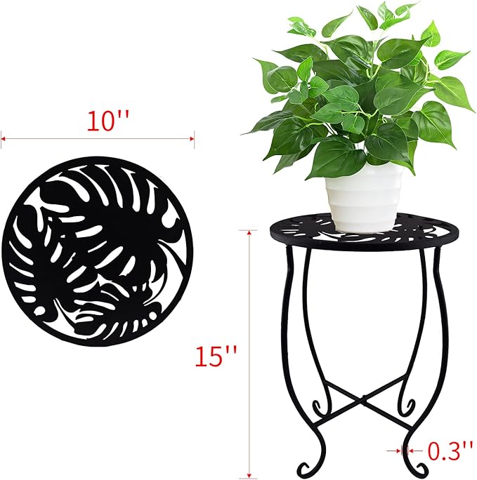 TLBTEK Planter Stand,10 Inch Metal Round Potted Plant Stands Indoor Outdoor ,Single Modern Flower Pot Stand Holder Rack Planter Display for Home,Kitchen,Patio,Garden, Corner, Balcony and Bedroom (Style 4)