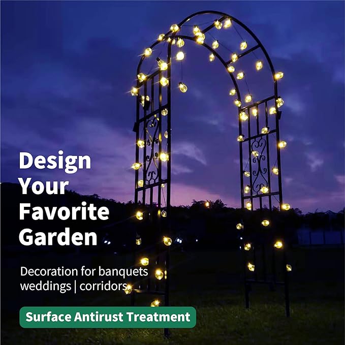 Metal Pergola Arbor, 100" H x 45" W Garden Arch Archway for Wedding Ceremony Party Curved Iron Plants Trellis Stand Use for Outdoor Garden Climbing Plants