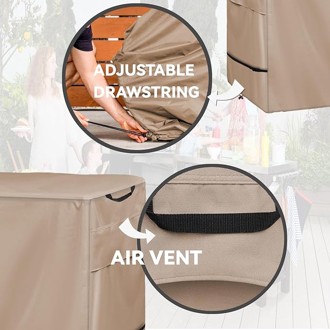 Outdoor Dining Cart Cover - Heavy Duty Waterproof Cover for Royal Gourmet Cart Flattop Worktable PC3401S & PC3401B, Compatible with 40 inch Outdoor Utility Cart,Khaki