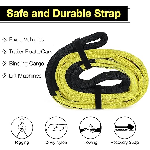 4" x6FT 2-Ply Heavy Duty Lifting Sling Straps 11200 lbs Vertical Lifting Straps with Flat Eyes, Recovery Tree Saver Strap for Hoisting, Winch, Truck, Towing Off-Road Vehicles, Equipment