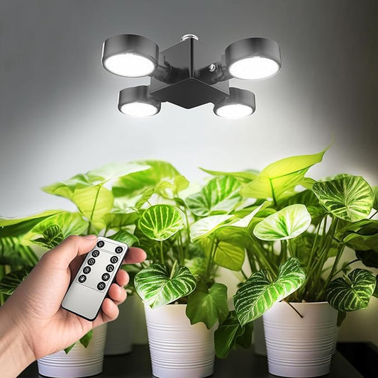 SANSI Folding Wings Grow Light for Indoor Plants, Full Spectrum with Remote Control, Dimmable, Auto On Off 4 8 12 Hrs Timer, 40W (400 Watt Equiv) with Optical Lens for Indoor Greenhouse, E26 Base