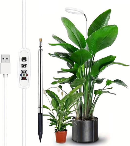 Grow Light for Indoor Plants, 6.3" Full Spectrum LED Plant Grow Light, 11.8-63in Height Adjustable Growing Lamp with Auto Timer 3H/9H/12H, 10 Dimmable Levels (White 1 Pack)