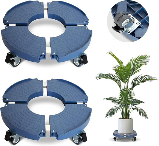 2 Pack Rolling Plant Stand with Wheels,15-21’’Adjustable Heavy Duty Plant Caddy with Wheels for Indoor Outdoor Planter Dolly Lockable