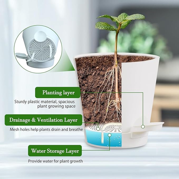 3 Sets Wall Planters for Indoor Plants Geometric Hanging Planters for Indoor Plants - Self-Watering Flower Pots with Black Metal Holder, Mounted Succulent Planter, 5" Black Plant Pot