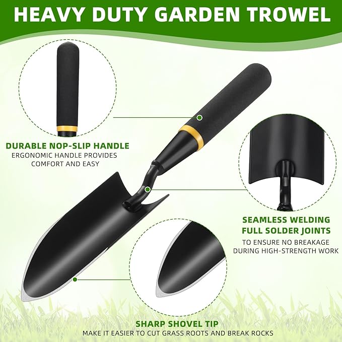 20 Pcs Garden Trowel Heavy Duty Garden Hand Shovel Tool Carbon Steel Trowel for Digging Metal Hand Shovel Spade with Resin Handle for Lawn Yard Farm Home Shop Planting