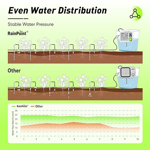 RAINPOINT Large Display Automatic Plant Waterer Indoor for Pot Plants,Cycle & Soak Mode Vacation Self Watering Drip Irrigation System Device Kit Office Patio Greenhouse Grow Tent Water 10-15 Plants