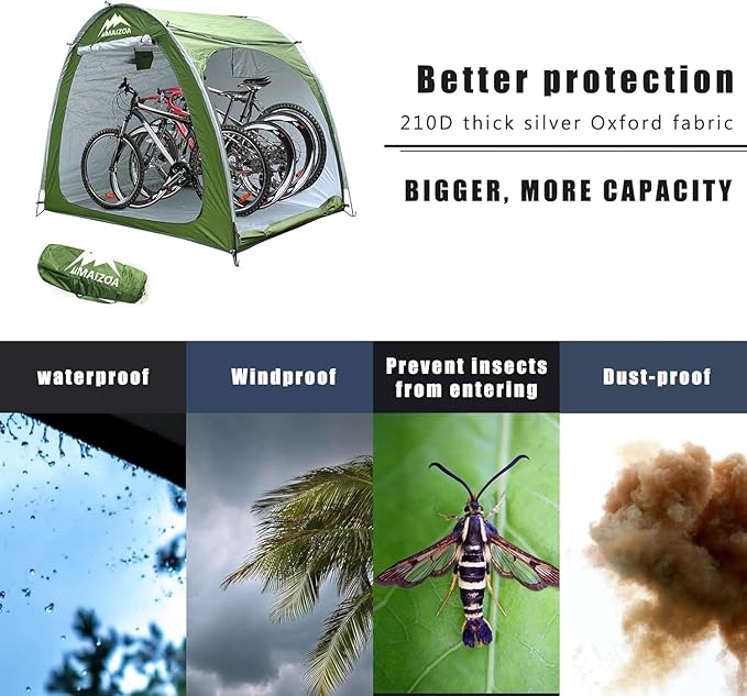 82.6 x 65x 59 in Bike Storage Tent, Outdoor Portable Storage Shelter for 4-5 Bicycles, 210D Oxford Fabric PU4000 Waterproof, Suitable for Storing Bicycles, Motorcycles and Various Tools