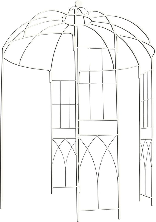 OUTOUR French Style Birdcage Shape Heavy Duty Gazebo, 9' Highx 6'6" Wide, Pergola Pavilion Arch Arbor Arbour Plants Stand Rack for Wedding Outdoor Garden Lawn Backyard Patio,Climbing Vines,Roses,White