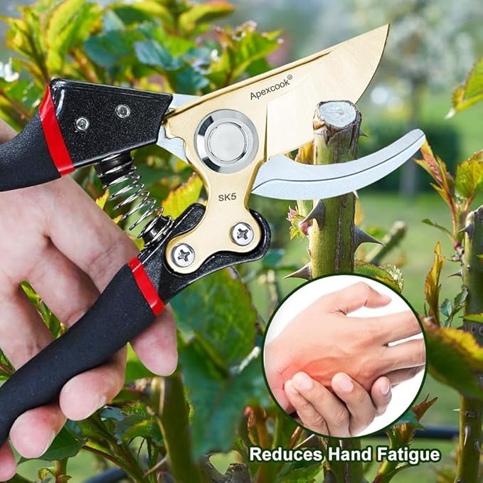 Garden Shears, Handheld Pruning Shears for Heavy Duty, Ergonomic Gardening Tools for Pruning Branches, Plants, Shrubs and Vines, Professional Sharp Garden Scissors (Japanese Garden Pruning Shears)