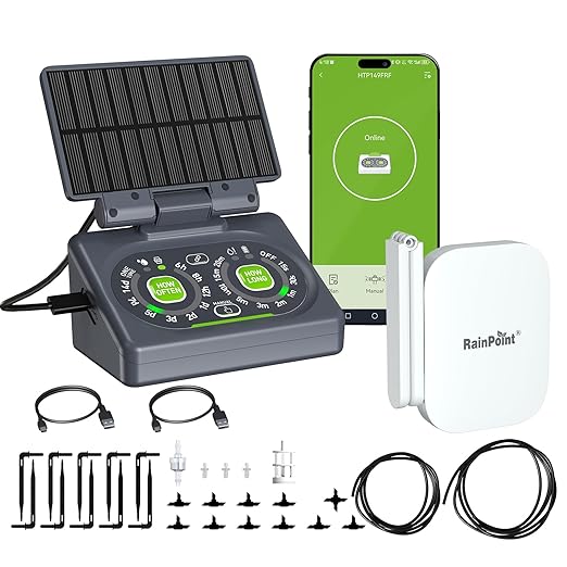 RAINPOINT Smart Automatic Watering System Pot Plants,Dual Powered,Local Control & Remote WiFi/App Control, Solar Drip Irrigation for Indoor Balcony Grow Tent Low Water Auto Shut-Off Water 10-15 Plants