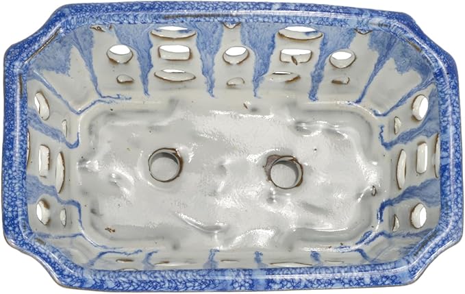 W&W Orchid Pot with Holes, Garden Pot for Orchid, Plant and Flower Pots Indoor Outdoor,Blue and White,9 Inches