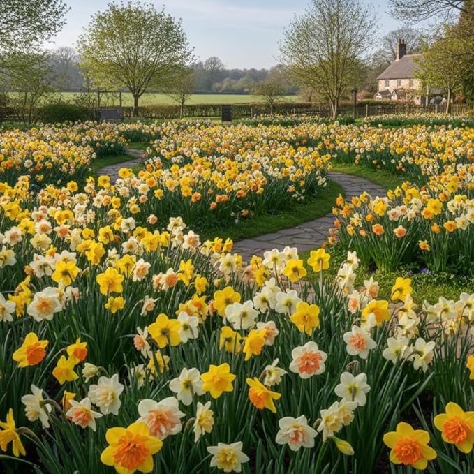 Set 30 Daffodil Bulls for Planting, Top Size Narcissus Flower Bulbs, Perennial Spring Flowers, Cold Hardy, Ideal for Gardens, Pots and Landscaping (Mixed Daffodil)
